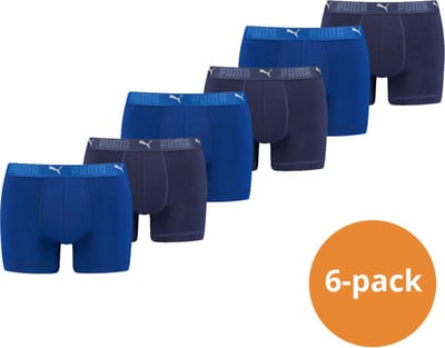 Puma Sport Boxershorts - Katoen - Heren - 6-pack - Blauw - Maat S