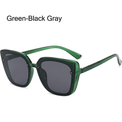 UV400 Bescherming Kattenoog Zonnebril Trendy Oversized Zwart Rijden Zonnebrillen Strand/Reizen/Streetwear Green-Black Gray