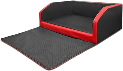Luxe Hondenmand voor Auto - Kofferbakbeschermer met Opklapbare Bumperbescherming - Duurzaam Kunstleer Zwart/Donkergrijs (100x70cm)