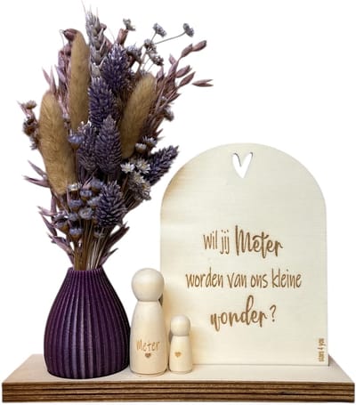 Geschenkbox Wil jij mijn METER zijn? | WIT | VAASJE | droogbloemen | meter vragen | meter worden | peettante vragen | peettante worden | cadeau | doosje met een vraag