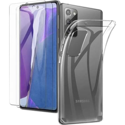 Gehard Glas + Hoes - LittleMonkey - Samsung Galaxy Note 20 - Krasbestendig - 9H Hardheid - Wit