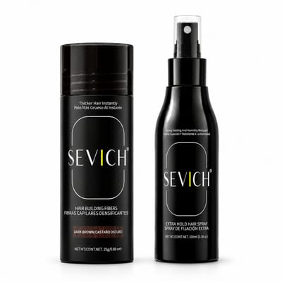 Haarverdikkings Starterset - 25g Hair Building Fibers - Donkerbruin - 100ml Extra Hold Hair Spray - Verbergt Haaruitval en Dunner Wordend Haar - Direct Voller Haar