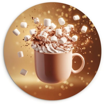 WallCircle® Wandcirkel 120x120 cm - Muurcirkel Chocomelk - Drinken - Warm - Bruin - Muurdecoratie woonkamer - Wanddecoratie slaapkamer - Kamer decoratie accessoires - Ronde schilderijen XXL