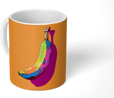 Mok - Koffiemok - Felle kleuren - Banaan - popart - Mokken - 350 ML - Beker - Koffiemokken - Theemok