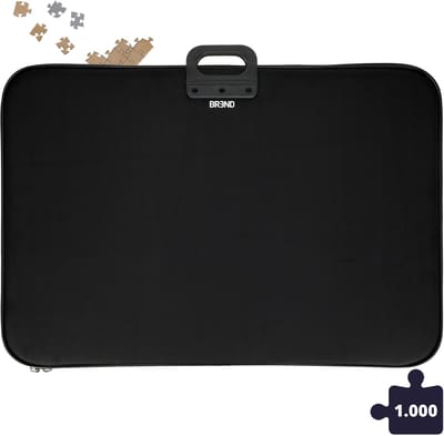 Puzzelmap tot 1000 Stukjes - Met Handvat en Ritssluiting - Lichtgewicht en Antislip Puzzelmat - Ideaal voor Thuis, Reizen en Vakantie - Zwart - BREND BR-2246
