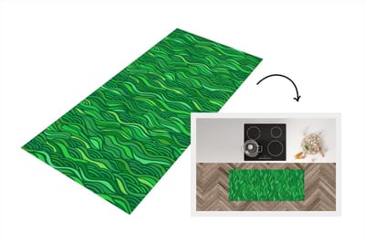 Keukenloper - Loper keuken - Zeewier - Patronen - Groen - 120x50 cm - Keukenloper vinyl