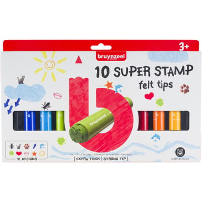 Stempelstift Bruynzeel Kids Super Stamp assorti 10 stuks