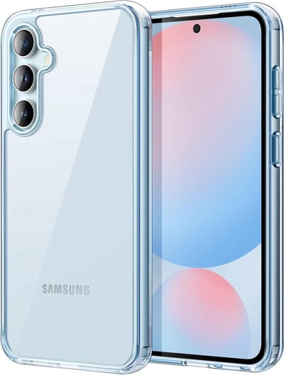 Exobox Geschikt voor Samsung Galaxy S24 FE 5G - Niet-Vergelend Schokbestendig Bumper - Back Cover Hoesje - Transparant Blauw