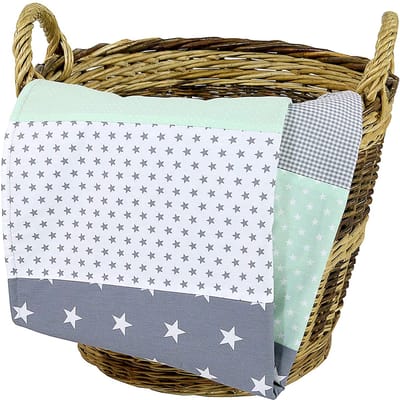 Ullenboom® Babydekbed; in de kleur blauw, grijs, patchwork (70 x 100 cm ); ideaal voor de kinderwagen of als speeldeken 70 x 100 cm