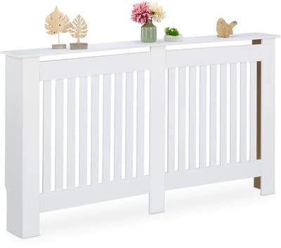 Radiatorombouw landelijk - 83x152x19 cm - met plank - wit