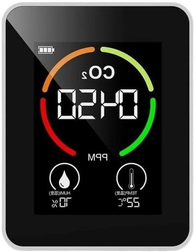 Luchtkwaliteit Monitor - CO2 Meter - Binnenklimaat Controleren - 5-in-1 Functionaliteit - 9x7 cm - Wit