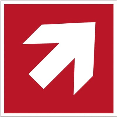 Richtingspijl schuin brand bord – A045R | gecoat dibond materiaal | 10 x 10 cm