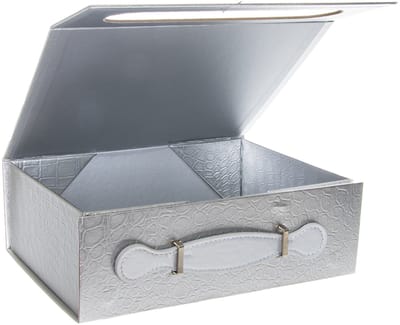 Luxe Opbergdoos met Handvat – Stevig Karton met Lederlook Folie (24x18x8)cm – Magneetsluiting – Multifunctioneel Koffertje voor Documenten, Brieven, Accessoires of Cadeauverpakking