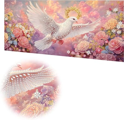 DIY Speciale Vorm Diamant Schilderen voor Volwassenen - XXL Duif en Bloemen Rhinestone Kunstset voor Beginners