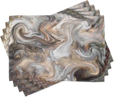 New Bed Marmerprint Retro verfkwastprint Set van 4 Placemat voor Eettafel, Wasbare Stof met Antislip Achterkant