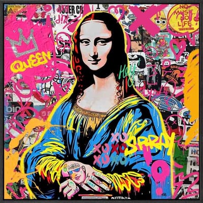 HomeBound by KY | Schilderij high gloss popart Mona Lisa | 70x70x5cm | wandpaneel popart