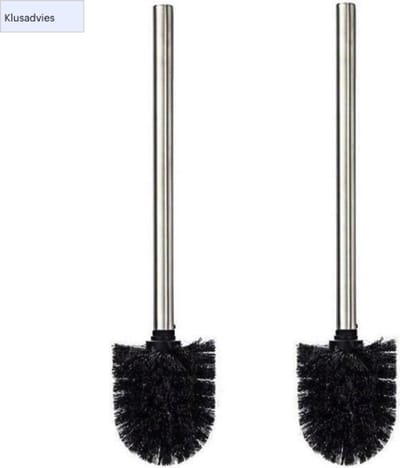 Universele toilet borstel zwart met handgreep RVS - Wc borstel - Toiletborstel - Set van