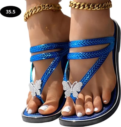 Livano Slippers Dames - Teenslippers - Flip Flops - Comfortabel - Zomer - Blauw - Maat 35.5