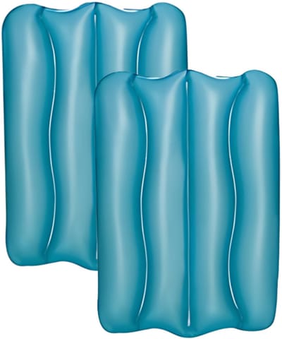 Bestway Opblaasbaar reiskussen - 2x - blauw - 38 x 24 cm - camping/vakantie/vliegtuig reis kussens
