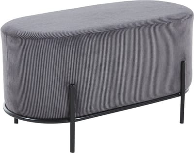 Poef Naomi Grijs - Stof - Breedte 80 cm - Diepte 40 cm - Hoogte 42 cm