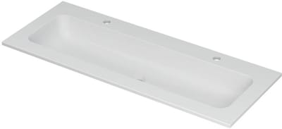 INK Aspekt Wastafel Porselein Centraal met 2 Kraangaten - 1200x450x15 mm - Mat Wit
