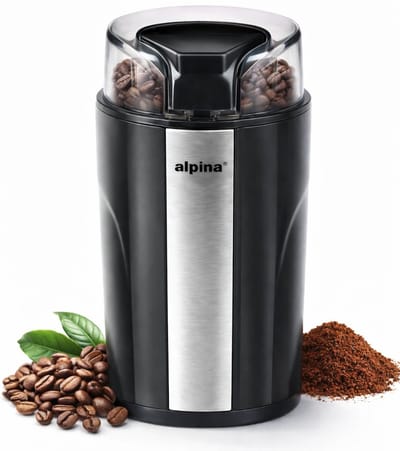alpina Elektrische Koffiemolen 200W - Coffee Grinder voor 70g Koffiebonen - Bonenmaler met RVS Messen - Maler met Veiligheidsslot - Zwart
