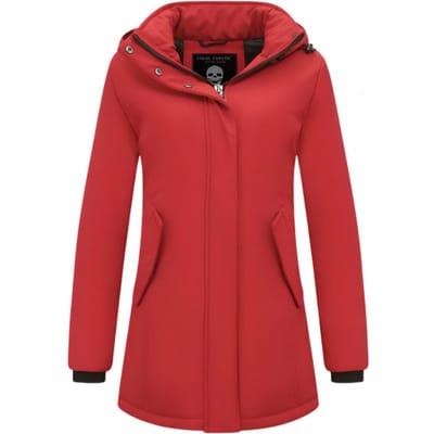Lange Winterjas Dames met Capuchon - Winterjas Dames Gewatteerd - Dames Winterjas Parka - Slim Fit / Getailleerd - 0681 - Rood
