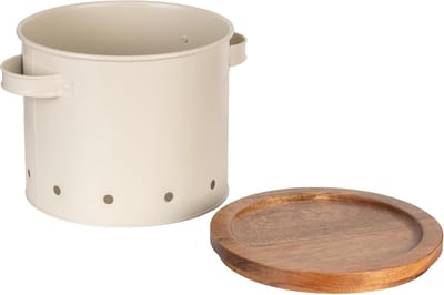JGS ® Stijlvolle Opbergpot van Metaal met Houten Deksel voor Keukenorganisatie