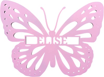 Gepersonaliseerd Vlinder Naambordje voor de kinderkamer – Geef de Kinderkamer een Magische Touch! - 29x38cm - Roze