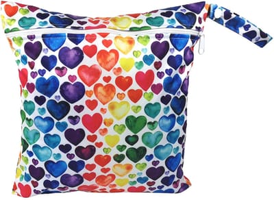 Strandtas met ritssluiting – Waterdichte strandtas – Luiertas – 28x30 cm –Kleurrijk hart