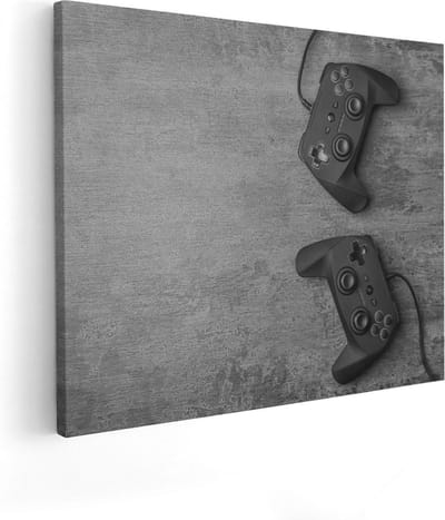 Artaza Canvas Schilderij Gaming - 50x40 cm - Wanddecoratie Mancave - Muurdecoratie Gamecontrollers - Kamer Accessoires