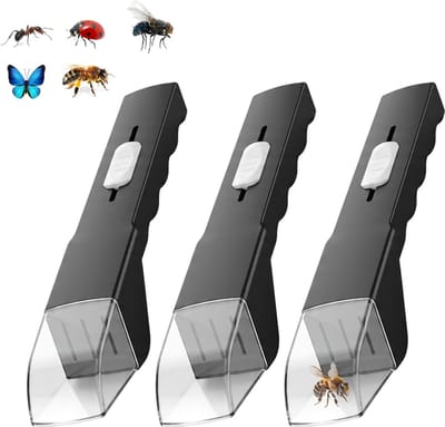 Set van 3 stuks - Insectenvallen - Insectenklemmen - Insectendozen - Spinnenvallen - Insectenobservatieapparaten - Insectenvangst met levend vrijlaten - Geschikt voor tuinen, binnen en het observeren van wilde dieren - 27*4,5*5,5 cm - Zwart
