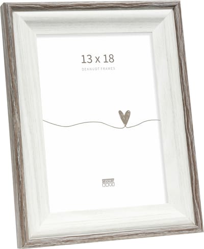 Deknudt Frames fotolijst S68VG2 - wit met bruin biesje - foto 13x18