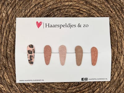 Haarspeldjes 'Lott' setje 15 - speldje met imitatieleer - 4 cm speldjes