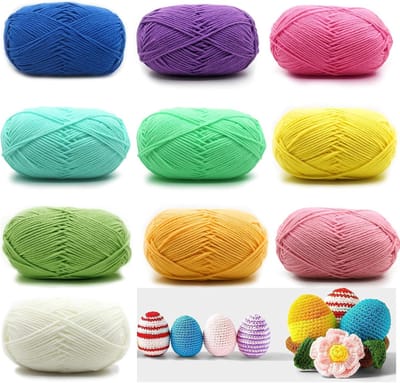 Haakgaren, katoengaren, wol, breigaren, katoen, 10 kleuren, 10 stuks, 50 g, bevat melkkatoengaren, voor haken en kunsthandwerk