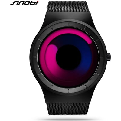 Koppels Horloge Trend Contrasterende Kleur Creatief Naaldloos Wervelwind Concept Horloge Kwarts Horloge Mannen 9659