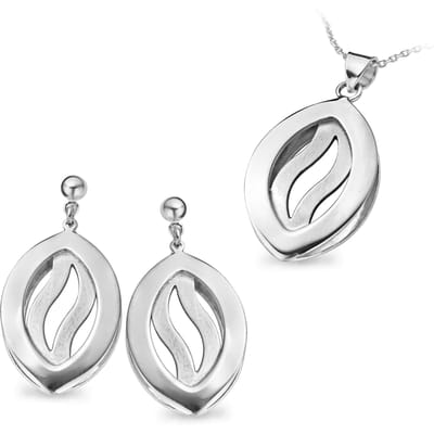 Orphelia Dames 925 Sterling Zilveren Set: Ketting-Hanger + Oorbellen - Zilver SET-5067