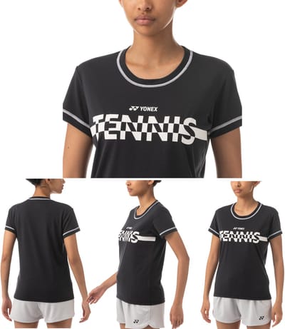 Yonex 16581 Women's Tennis T-shirt - zwart/wit - maat L