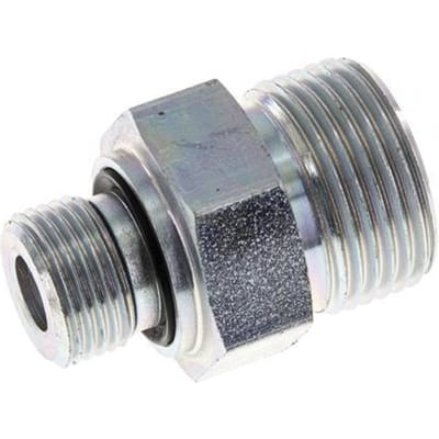 UNS 1''-14 x G 3/8'' Verzinkt Stalen Borstnippel ORFS 400 Bar - Hydrauliek - FL2S-M-EZE-100U-038G-O