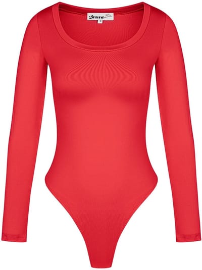 Comfortabele Polyester Vrouwen Lange Mouw Bodysuit met Hoge Stretch - Rood - Maat S
