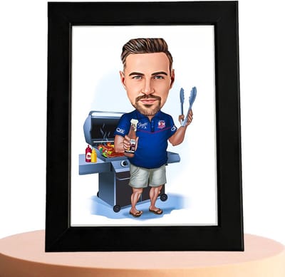BBQ Karikatuur - Karikatuur met Jouw Foto - Cadeau - Verjaardag - Kerst - Kado - Valentijn - Gepersonaliseerd Cadeau