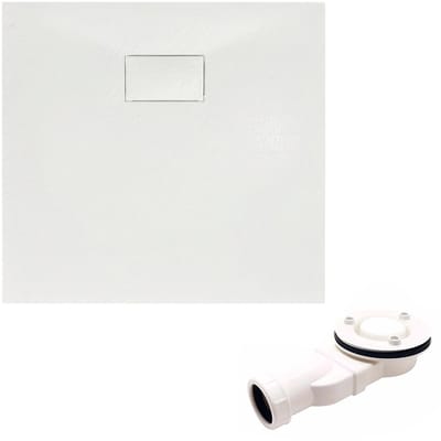 Bad Land VIDAR douchebak - vierkant - 80 x 80 x 3,2 cm - wit - met afvoerset