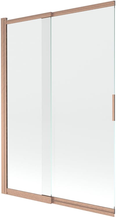 Mexen Fox badwand scherm 2-delig schuifbaar 120 x 150 , transparant, geborsteld koper - 891-120-002-65-00