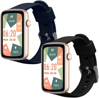 kwmobile 2x horlogebandjes geschikt voor SHANG WING L2 bandje - Smartwatch bandjes van TPU - Activity tracker horloge band in zwart / donkerblauw