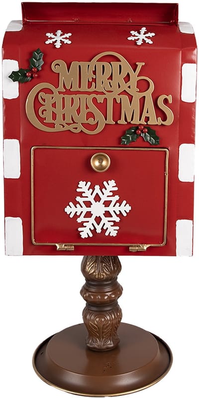 Clayre & Eef Kerstdecoratie Brievenbus 27x22x51 cm Rood Metaal