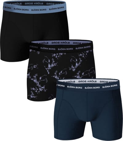 Bjorn Borg Boxers Cotton Stretch 3-Pack Zwart Blauw - Maat M - Heren - Boxershorts