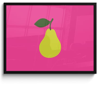 Poster in lijst - Fotolijst 70x50 cm - Posters - Illustratie - Fruit - Peer - Groen - Posterlijst zwart - Decoratie - Wanddecoratie woonkamer - Muurdecoratie slaapkamer