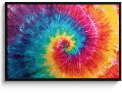 Poster in lijst - Fotolijst 120x80 cm - Posters - Regenboog - Tie dye - Kleurrijk - Blauw - Posterlijst zwart - Decoratie - Wanddecoratie woonkamer - Muurdecoratie slaapkamer