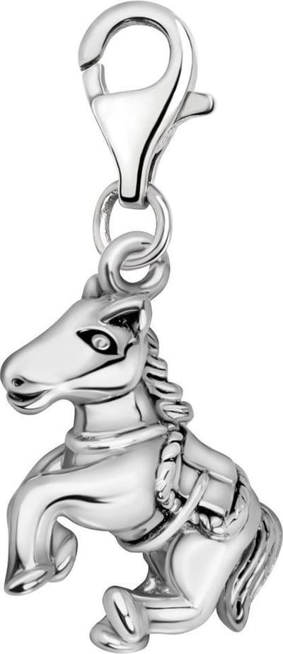 Quiges – 925 - Zilver – Charm - Bedel - Hanger - 3D Paard - met – sterling - zilver - karabijnslot - geschikt - voor - Bedelarmband HC375