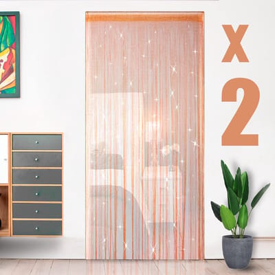 2 stuks draadgordijngordijngordijn 100 x 200cm effen kleur glitter leuk voor bruiloft, Oranje
